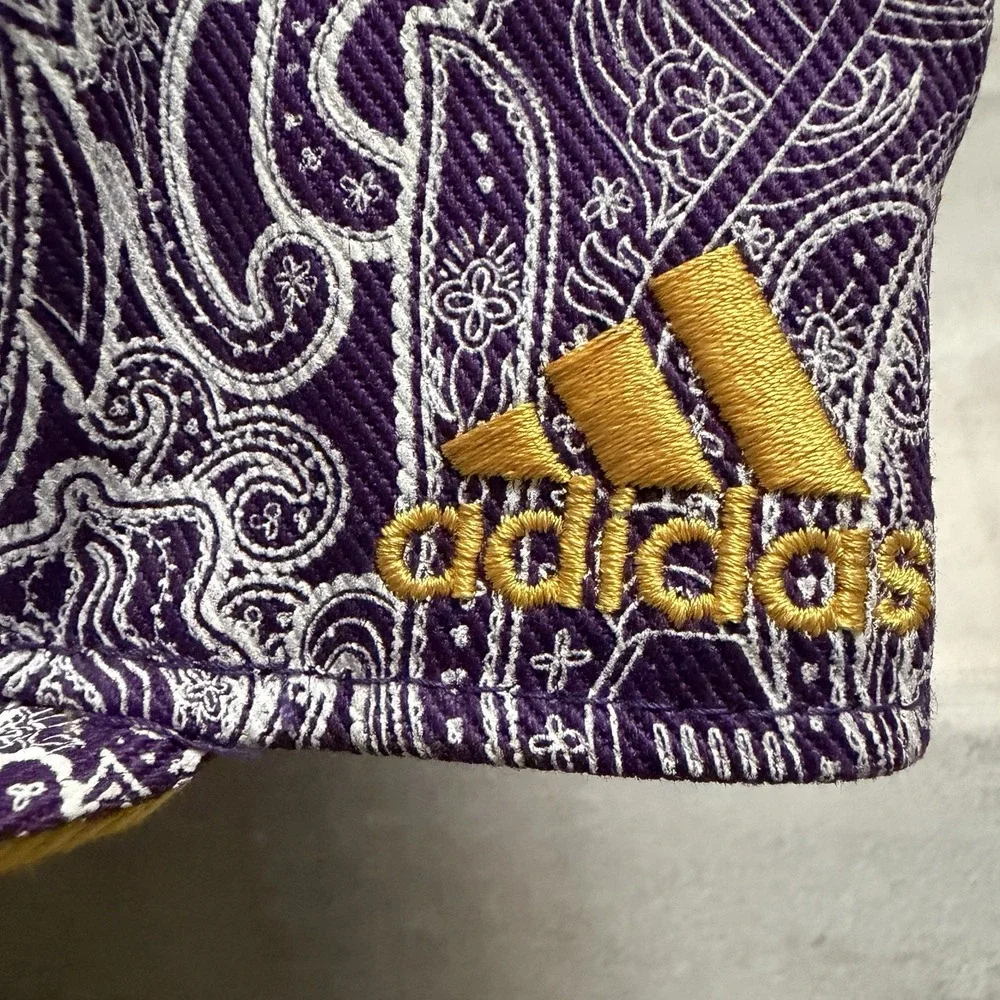 Los Angeles Lakers Adidas Fitted Hat Size‎ 7 3/4 7.25 AOP Paisley All Over Print